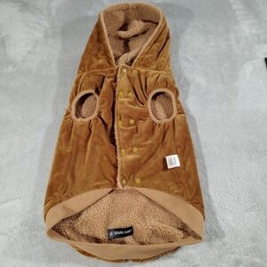 Spark Paws Dog Hoodie Jacket 2XL Brown Velvet Sherpa Lining Outdoors Long Walks